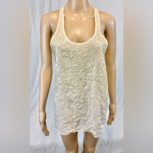 Morocco Cream Sequin Long Tank
Size: Medium
Fabric: 100% Polyester 
Color: Cream